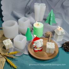 Food Grade Christmas Decorative Tools Handmade DIY Santa Claus Christmas Tree Mould Christmas Candle Mold Silicone